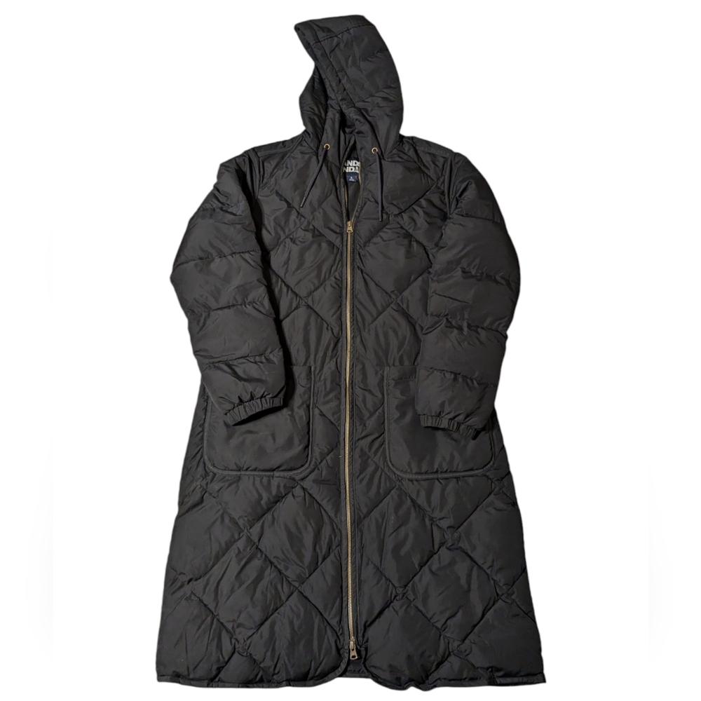 Lands' End Black Diamond Quilted Long Maxi Coat